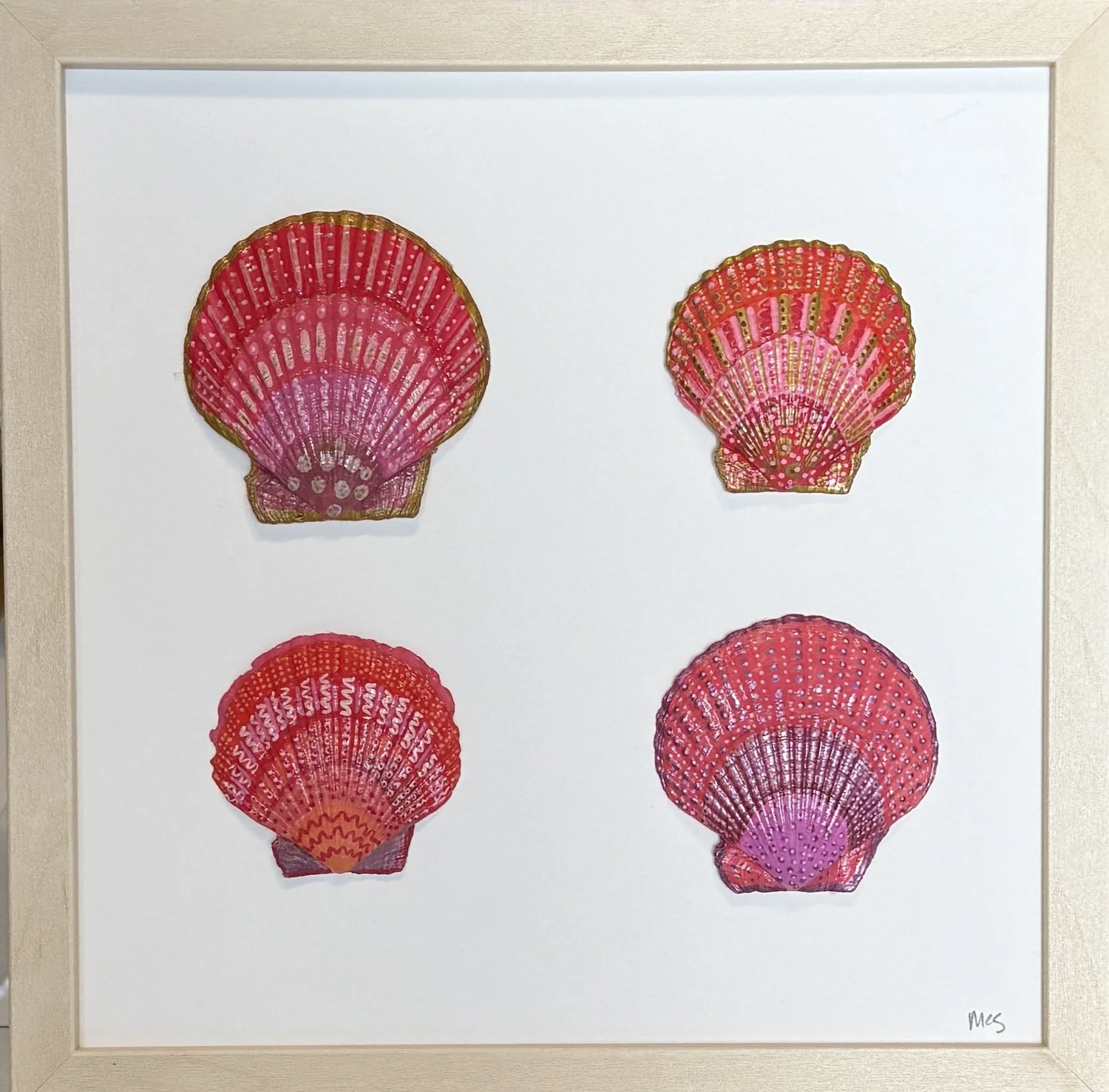 Prune shells framed — original painting by The Color Meg