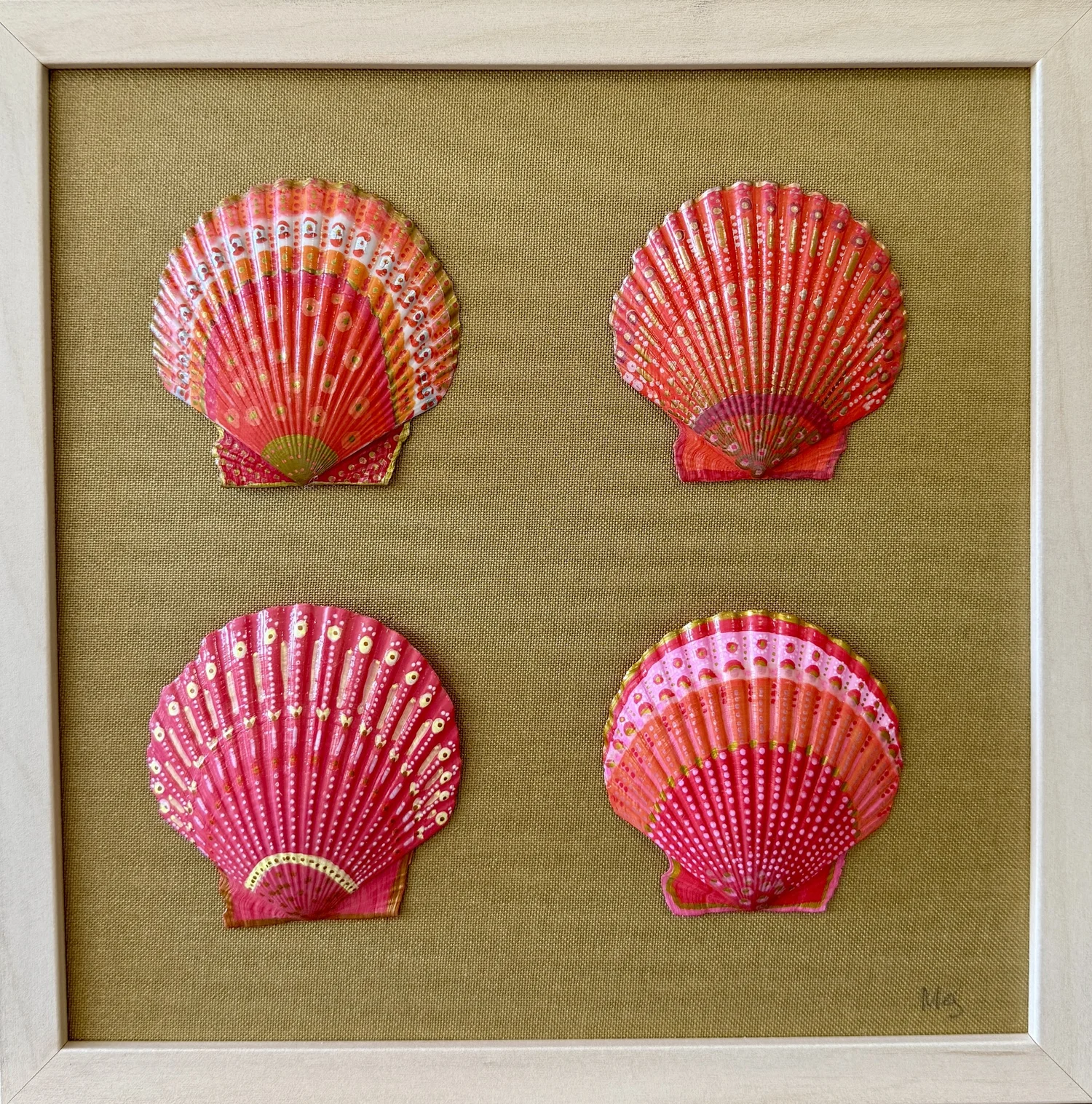 Coral shells framed — original painting by The Color Meg