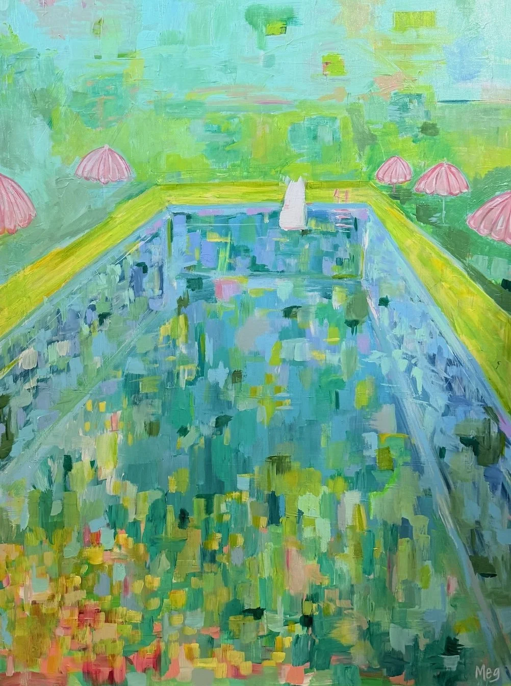 Poolside reverie — original painting by The Color Meg
