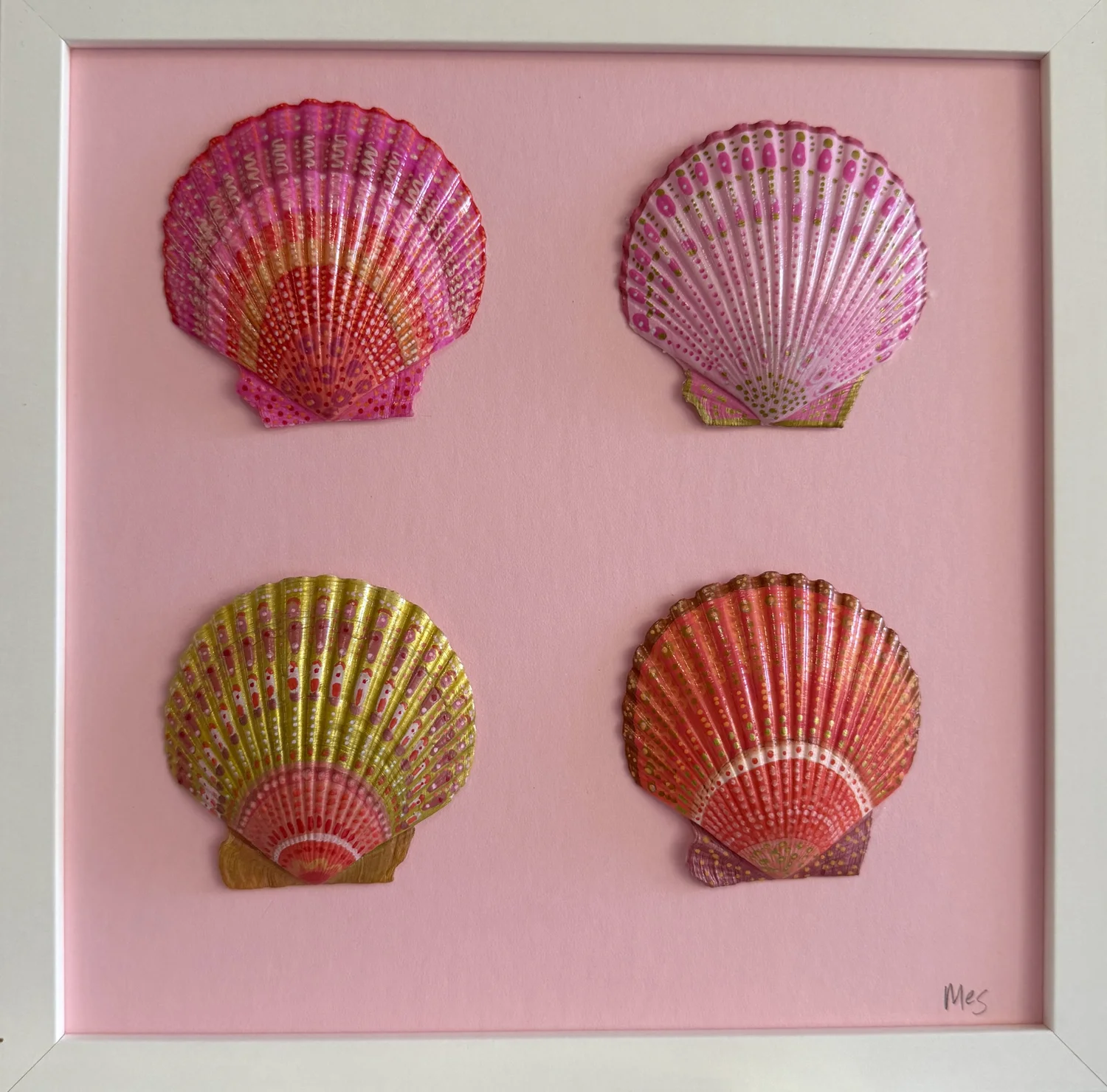 Sunset shells framed — original painting by The Color Meg
